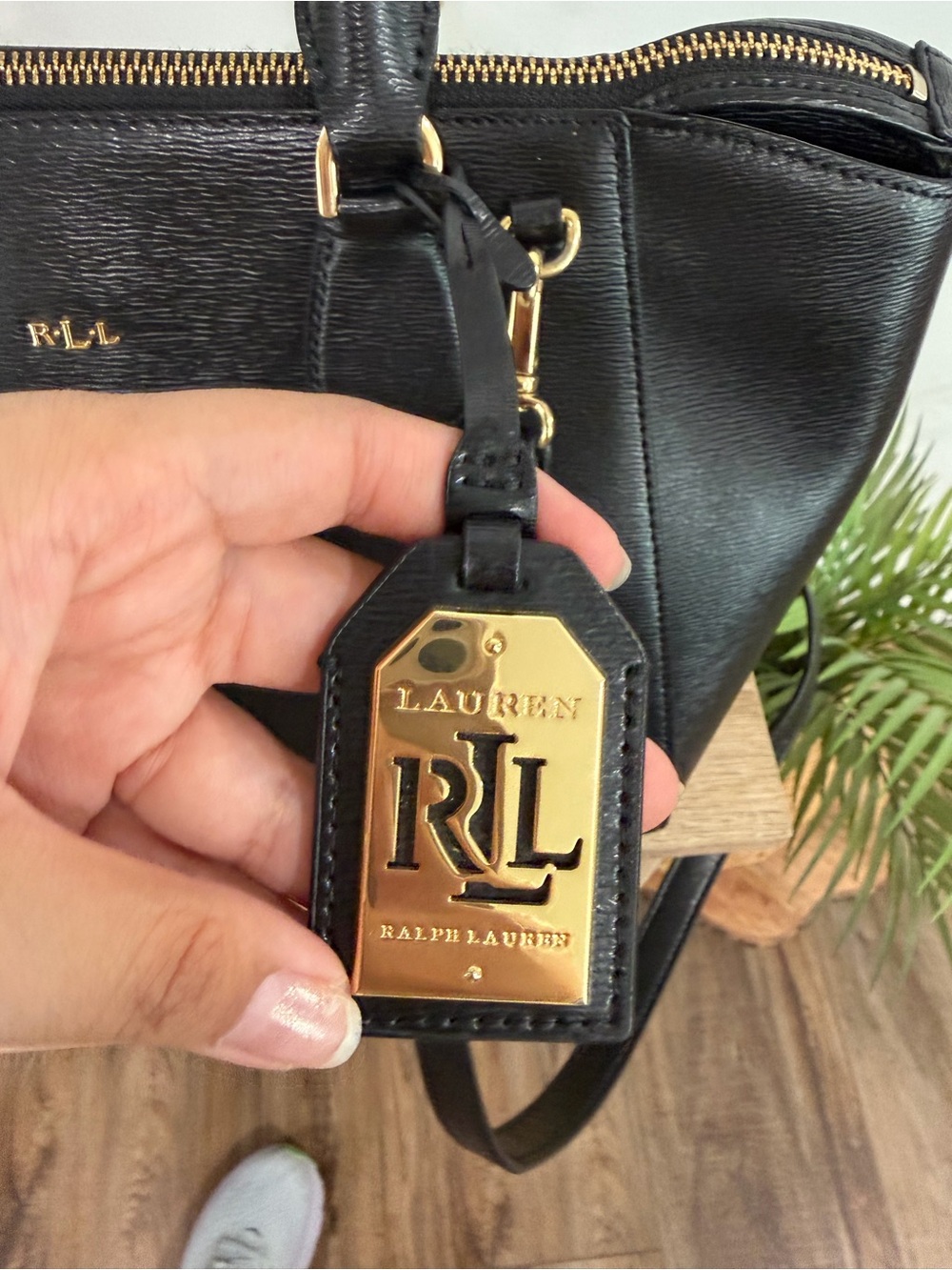 Lauren Ralph Lauren Stefanie II Black Leather Satchel Tote Crossbody Bag Classic - Picture 5 of 7